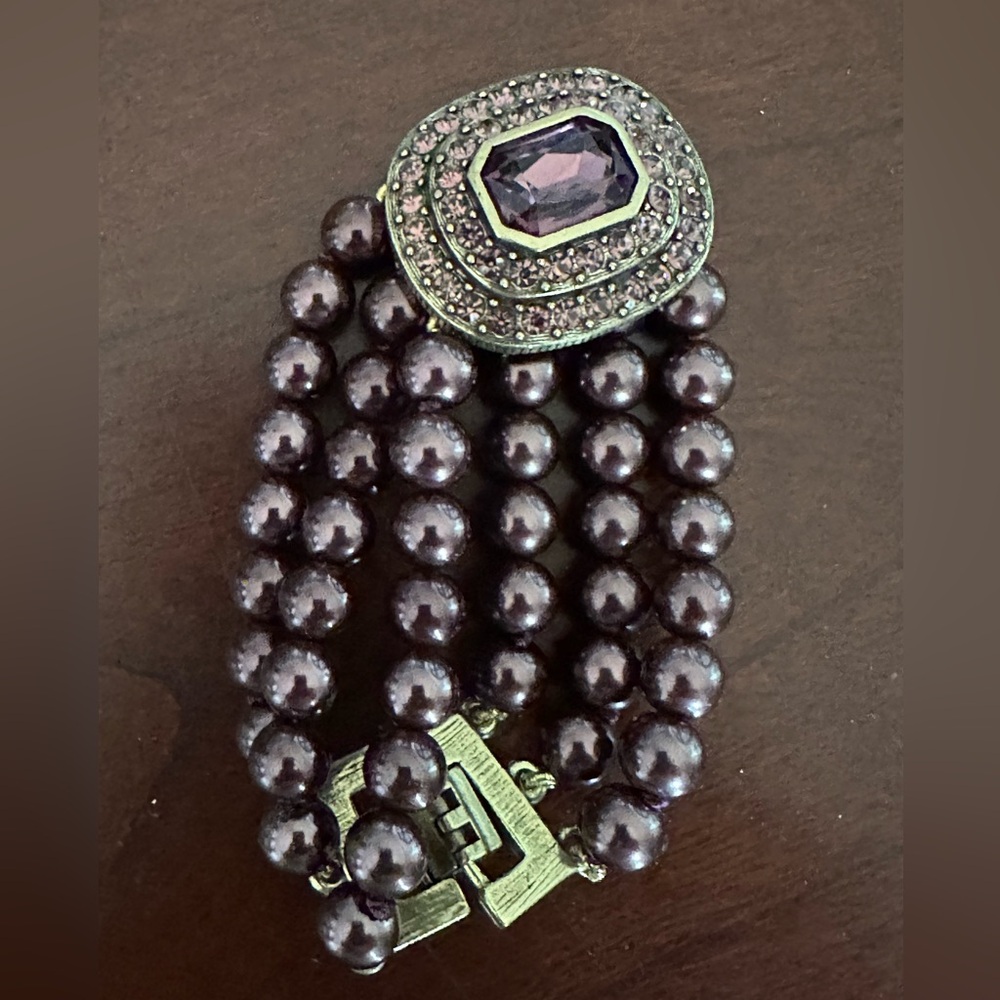 HEIDI DAUS "Tailored to Please" Crystal Amethyst Cushion Pendant Bracelet - Picture 8 of 11